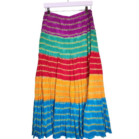 Ralph Lauren LRL Skirt S Tiered Maxi Multi Peasant Boho Resort Vacation Coastal - Picture 2 of 4